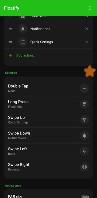 Floatify floating menu open